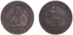 World Coins - Spain Provisional Government 1870 OM 2 Centimos - Provisional Government Bronze (115869000) 1.81g VF KM 661 Cal 26