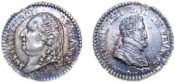 World Coins - France Kingdom ND Medal - Louis XVIII &amp; Henri IV Silver 1.8g UNC