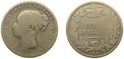 World Coins - Great Britain United Kingdom 1884 1 Shilling - Victoria (1st portrait; 'Young Head') Silver (.925) Royal Mint (Tower Hill) (3923900) 5.25g VF KM 734 Sp 3902-7