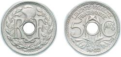 World Coins - France Third Republic 1922 5 Centimes Copper-nickel (31699909) 2.07g UNC F 122 Gad 170 KM 875 GEM 19.2