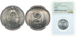 World Coins - Spain Asturias and León, Provinces of Spanish states 1937 2 Pesetas (Asturias and León) Copper-nickel Junta de Obras Mint (400000) 8.08g NGC MS 65  KM 3 Aureo 10