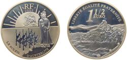 World Coins - France Fifth Republic 2005 1½ Euro (Battle of Austerlitz) Silver (.900) (7203) 22.2g PF KM 1431