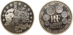 World Coins - France Fifth Republic 1999 6,55957 Francs (Europa) Silver (.900) (25000) 22.2g PF KM 1255