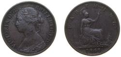 World Coins - Great Britain 1868 1 Farthing - Victoria (2nd portrait; 1st type) Bronze Royal Mint (Tower Hill) (4851200) 2.83g XF KM747 Sp3958