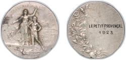 World Coins - France Third Republic 1923 Medal - Encouragement aux sports Silver plated bronze 23.04g AU