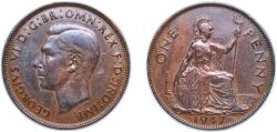 World Coins - Great Britain United Kingdom 1947 1 Penny - George VI (with 'IND:IMP') Bronze (52220400) 9.36g AU KM 845 Sp 4114