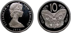 World Coins - New Zealand 1978 10 Cents - Elizabeth II (2nd portrait) Copper-nickel (15000) 5.6g PF KM 41 KM 41.1 KM 41.2