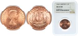 World Coins - Great Britain United Kingdom 1964 ½ Penny - Elizabeth II Bronze Royal Mint (Tower Hill) (78583200) 5.67g NGC MS 65 KM 896 Sp 4158
