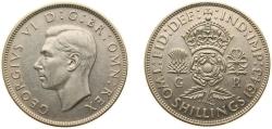 World Coins - Great Britain United Kingdom 1943 2 Shillings - George VI (with 'IND:IMP') Silver (.500) (26711900) 11.31g AU KM 855 Sp 4081