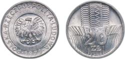 World Coins - Poland People's Republic 1973 20 Zlotys Copper-nickel (25000000) 10.27g UNC Y 67 ParM 245 Schön 62 Fischer Po OB070