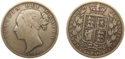 World Coins - Great Britain United Kingdom 1885 ½ Crown - Victoria (1st portrait; 2nd type) Silver (.925) (1628400) 14.14g VF KM 756 Sp 3889