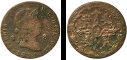 World Coins - Spain Kingdom 1831 8 Maravedis - Fernando VII (2nd portrait) Copper Segovia Mint 10.06g VF  KM 486.1