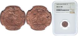 World Coins - Spain Provisional Government 1870 OM 1 Centimo - Provisional Government Bronze (95% copper, 4% tin, 1% zinc) Barcelona Mint (169890697) 1g NGC MS 61  KM 660 Cal 27