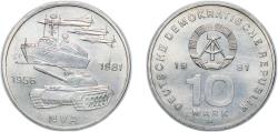 World Coins - Germany German Democratic Republic 1981 A 10 Mark (National People's Army) Nickel brass Berlin Mint (810300) 12.14g UNC KM 80 Schön 78 J 1578 AKS 74