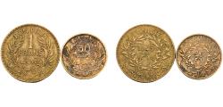 World Coins - Tunisia French Protectorate Muhammad VIII AH1364 (1945) 50 Centimes &amp; 1 Franc 2 Lots, Chambers of Commerce Coinage