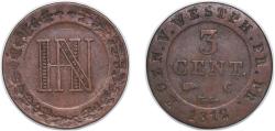 World Coins - Germany Kingdom of Westphalia German states 1812 C 3 Centimes - Jérôme Bonaparte Copper 4.24g XF KM 92 AKS 41