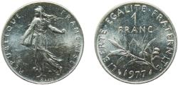 World Coins - France Fifth Republic 1977 1 Franc (Signature "O. Roty") Nickel Paris Mint (230110011) 5.99g UNC Franc 2014 226/22