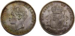 World Coins - Spain Kingdom Alfonso XIII 1898 *18-98 SGV 5 Pesetas 3rd portrait