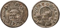 World Coins - Germany Kingdom of Württemberg 1758 1 Kreuzer - Charles Eugen Billon 0.63g XF  KM 397