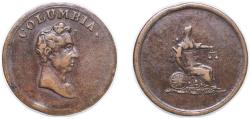 World Coins - Great Britain United Kingdom 1820 - 1830 Columbia Farthing Copper 3.15g VF