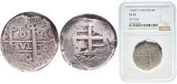 World Coins - Bolivia Spanish colony 1764 P V Y 8 Reales - Charles III Silver (.917) 26.92g NGC VF 25  KM 45