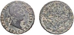 World Coins - Spain Kingdom 1830 2 Maravedis - Fernando VII (Segovia) Copper Segovia Mint 2.35g VF KM 487.1 Cal 1730