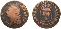 World Coins - France Kingdom 1780 1 Sol - Louis XVI Copper Pau Mint 9.35g VF KM 586 Dy royales 1715 Ciani 2196