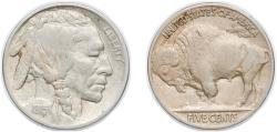 Us Coins - United States Federal republic 1915 D 5 Cents "Buffalo Nickel" (flat ground) Copper-nickel Denver Mint (7569000) 4.91g XF KM 134 Schön 132