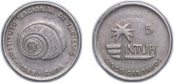 World Coins - Cuba Second Republic 1989 5 Centavos (INTUR) Copper-nickel Havana Mint 3.58g XF KM 412 JMA MC4 JMA MC5 Schön 706.2