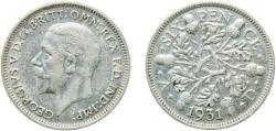 World Coins - Great Britain United Kingdom Kingdom 1931 6 Pence - George V (4th coinage) Silver (.500) Royal Mint (Tower Hill) (16873200) 2.81g XF Sp 4041