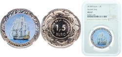 World Coins - Spain Kingdom 2018 M 1.5 Euro (Spanish Ship) Copper-nickel Royal Mint of Spain (10000) 15g NGC MS 67  KM 1415
