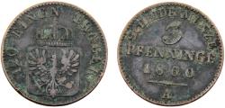 World Coins - Germany States Kingdom of Prussia Friedrich Wilhelm IV 1860 A 3 Pfenninge