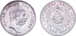 World Coins - Germany Kingdom of Saxony Second Empire 1904 E 5 Mark - Georg Silver (.900) Muldenhütten Mint (290643) 27.69g XF  KM 1258 J 130 Dav GT III 903
