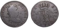 World Coins - Spain Kingdom Fernando VII 1820 S CJ 2 Reales 5.8g