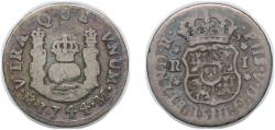 World Coins - Mexico Spanish colony 1744 M 1 Real - Felipe V Silver (.917) Mexico City Mint 2.92g F KM 75