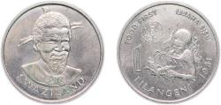 World Coins - Kingdom of Swaziland (1968-2018) 1981 1 Lilangeni - Sobhuza II (FAO) Copper-nickel (871000) 11.69g UNC KM 32