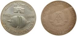 World Coins - Germany German Democratic Republic 1977 10 Mark (Otto von Guericke) Silver (.500) Berlin Mint (69000) 17g UNC KM 65