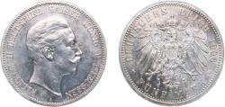 World Coins - Germany Kingdom of Prussia German states 1906 A 5 Mark - William II Silver (.900) (230963) 27.69g AU KM 523 AKS 129 J 104 Dav GT III 789