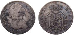 World Coins - Spain Kingdom Carlos III 1775 M PJ 2 Reales 5.4g