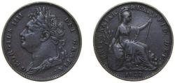 World Coins - Great Britain 1822 1 Farthing - George IV (1st issue) Copper Royal Mint (Tower Hill) (5924300) 4.72g VF KM677 Sp3822