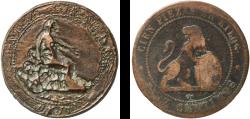 World Coins - Spain Provisional Government 1870 OM 10 Centimos - Provisional Government Bronze La Seca Mint (170088000) 6.7g VF Carving  KM 663