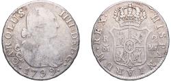 World Coins - Spain Kingdom 1799 M 2 Reales - Carlos IV Silver (.806) Madrid Mint 5.82g XF KM 430.1 Cal 969 Aureo 607