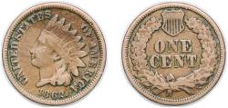Us Coins - United States Federal republic 1862 1 Cent "Indian Head Cent" (with shield) Copper-nickel (28075000) 4.67g VF KM 90