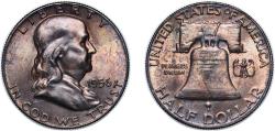 Us Coins - United States Federal republic 1956 ½ Dollar "Franklin Half Dollar" Silver (.900) United States Mint of Philadelphia 12.57g BU KM 199 Schön 200