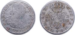 World Coins - Spain Kingdom 1797 M MF 2 Reales - Carlos IV Silver (.806) Madrid Mint 5.6g VF Surface hairlines KM 430.1