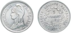 World Coins - France Fifth Republic 1992 1 Franc (French Republic) Nickel 6.04g UNC KM 1004.1 Gad 478 F 229 Schön 295