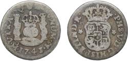 World Coins - Mexico Spanish colony 1743 M ½ Real - Felipe V Silver (.917) Mexico City Mint 1.4g VF KM 66