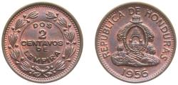 World Coins - Honduras Republic 1956 2 Centavos Bronze (20000000) 3g BU KM 78 Schön 24