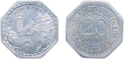 World Coins - Nuremberg and Fürth, Cities of ND 20 Pfennig - Auf der Burg (Nürnberg-Fürth) Aluminium L. Chr. Lauer Mint 1.2g AU Men05 19256.3 Men18 24102.3 Eklund 1252