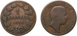 World Coins - Germany Grand Duchy of Baden German states 1856 1 Kreuzer - Friedrich I Copper Staatliche Münze Baden-Württemberg Mint (659940) 3.73g VF  AKS 131 Jaeg 2 AB 74 KM 232